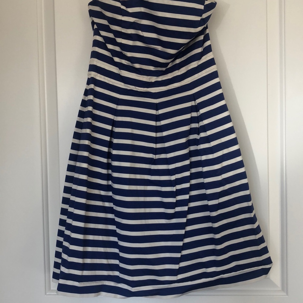 Strapless blue striped dress!